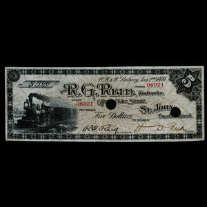 Canada, R.G. Reid, 5 dollars : 2 janvier 1894