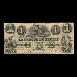 Canada, Banque du Peuple (People's Bank), 1 dollar : 2 mai 1870