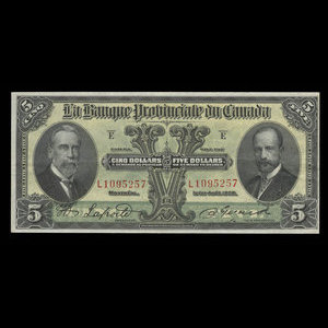 Canada, Banque Provinciale du Canada, 5 dollars : 1 août 1928