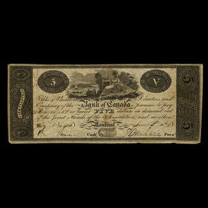 Canada, Bank of Canada, 5 dollars : 4 juin 1823