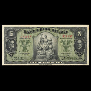 Canada, Banque d'Hochelaga, 5 dollars : 2 janvier 1917