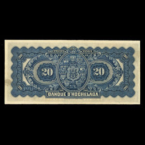 Canada, Banque d'Hochelaga, 20 dollars : 2 janvier 1917