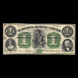 Canada, Banque Jacques-Cartier, 1 piastre : 2 janvier 1862