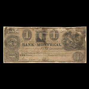 Canada, Banque de Montréal, 1 dollar : 1 janvier 1836