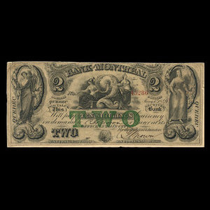 Canada, Banque de Montréal, 2 dollars : 1 janvier 1849