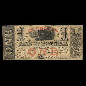 Canada, Banque de Montréal, 1 dollar : 1 mai 1849