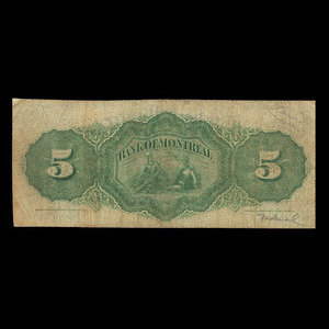 Canada, Banque de Montréal, 5 dollars : 2 janvier 1871