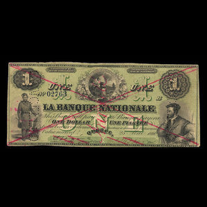 Canada, La Banque Nationale, 1 dollar : 25 mai 1860