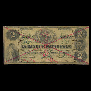 Canada, La Banque Nationale, 2 dollars : 25 mai 1860