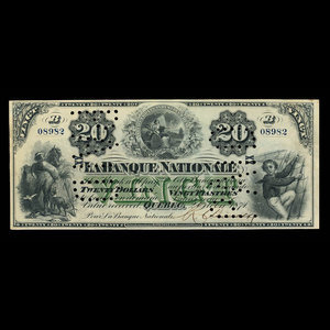 Canada, La Banque Nationale, 20 dollars : 2 octobre 1871