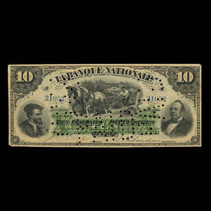 Canada, La Banque Nationale, 10 dollars : 1 mars 1883