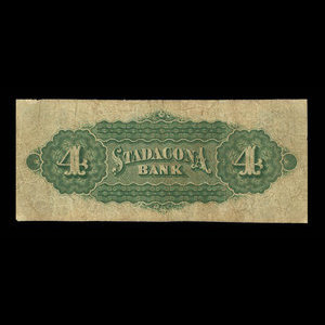 Canada, Stadacona Bank, 4 dollars : 2 avril 1874