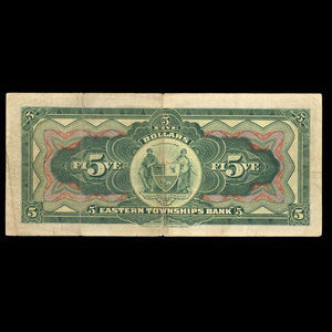 Canada, Eastern Townships Bank, 5 dollars : 2 janvier 1906