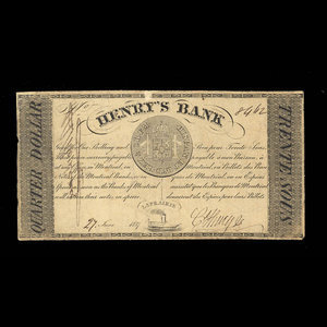 Canada, Henry's Bank, 1/4 dollar : 27 juin 1837