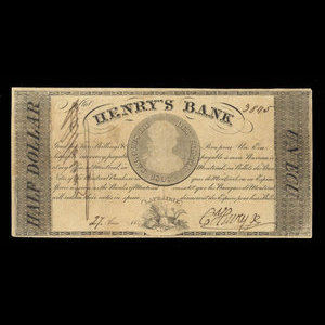 Canada, Henry's Bank, 1/2 dollar : 27 juin 1837