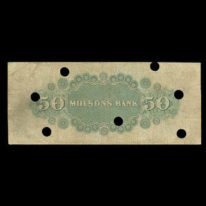 Canada, Molsons Bank, 50 dollars : 2 janvier 1891