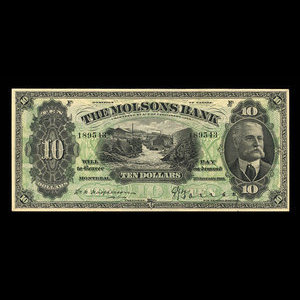 Canada, Molsons Bank, 10 dollars : 3 janvier 1916