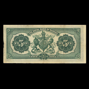 Canada, Banque Royale du Canada, 5 dollars : 2 janvier 1913