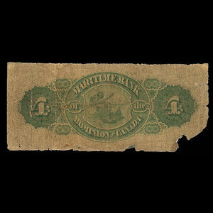 Canada, Maritime Bank of the Dominion of Canada, 4 dollars : 2 janvier 1873