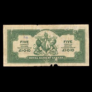 Dominique, Banque Royale du Canada, 5 dollars : 2 janvier 1920