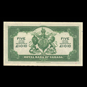 Antigua, Banque Royale du Canada, 5 dollars : 3 janvier 1938