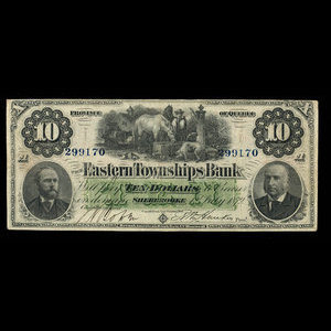 Canada, Eastern Townships Bank, 10 dollars : 1 juillet 1879