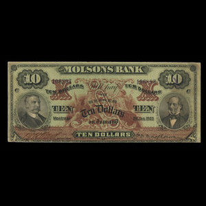 Canada, Molsons Bank, 10 dollars : 2 janvier 1903