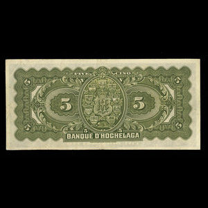 Canada, Banque d'Hochelaga, 5 dollars : 2 janvier 1917