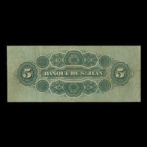 Canada, Banque de St. Jean, 5 dollars : 1 avril 1906