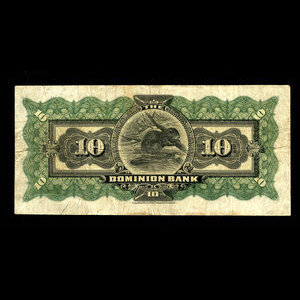 Canada, Dominion Bank, 10 dollars : 3 janvier 1910