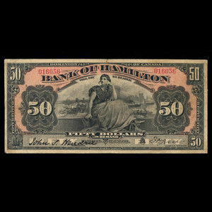 Canada, Bank of Hamilton, 50 dollars : 1 juin 1914