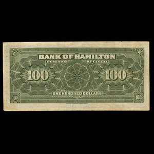 Canada, Bank of Hamilton, 100 dollars : 1 juin 1914