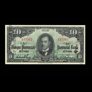 Canada, Banque Provinciale du Canada, 10 dollars : 1 septembre 1936