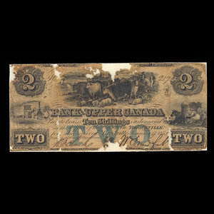 Canada, Bank of Upper Canada (York), 2 dollars : 9 janvier 1851