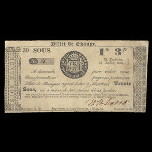 Canada, W.H. Scott & Cie., 30 sous : 25 juillet 1837