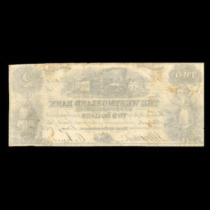 Canada, Westmorland Bank of New Brunswick, 2 dollars : 1 mai 1856