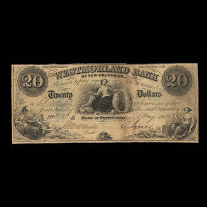 Canada, Westmorland Bank of New Brunswick, 20 dollars : 1 mai 1856