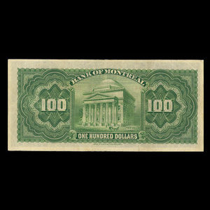 Canada, Banque de Montréal, 100 dollars : 3 novembre 1914