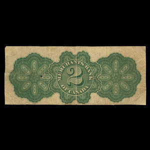 Canada, Merchants Bank of Canada (The), 2 dollars : 2 mars 1868