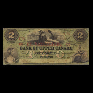 Canada, Bank of Upper Canada (York), 2 dollars : 2 juillet 1859