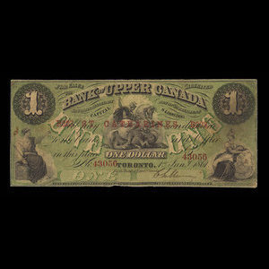 Canada, Bank of Upper Canada (York), 1 dollar : 1 janvier 1861