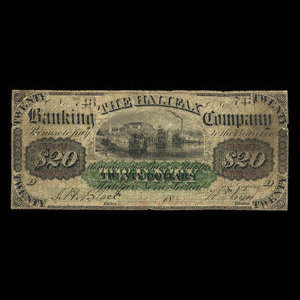 Canada, Halifax Banking Company, 20 dollars : 1 juillet 1871