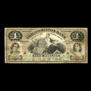 Canada, Dominion Bank, 4 dollars : 1 janvier 1876