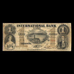 Canada, International Bank of Canada, 1 dollar : 15 septembre 1858