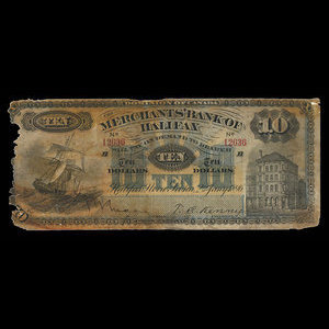 Canada, Merchants' Bank of Halifax, 10 dollars : 2 janvier 1896