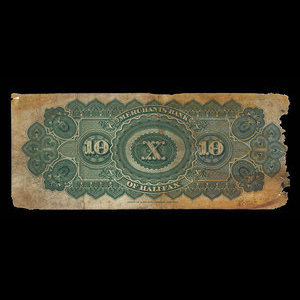 Canada, Merchants' Bank of Halifax, 10 dollars : 2 janvier 1896