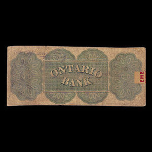 Canada, Ontario Bank, 2 dollars : 15 août 1857