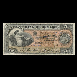 Canada, Canadian Bank of Commerce, 5 dollars : 1 mai 1912