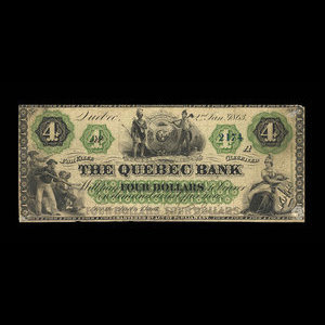 Canada, Banque de Québec, 4 dollars : 2 janvier 1863