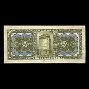 Canada, Traders Bank of Canada, 5 dollars : 1 novembre 1910